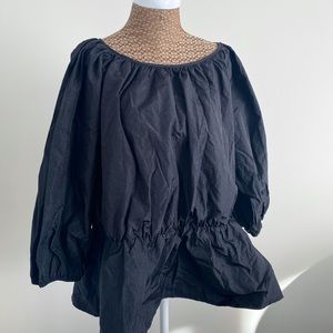 Poplin Top w/ Ruched Detail